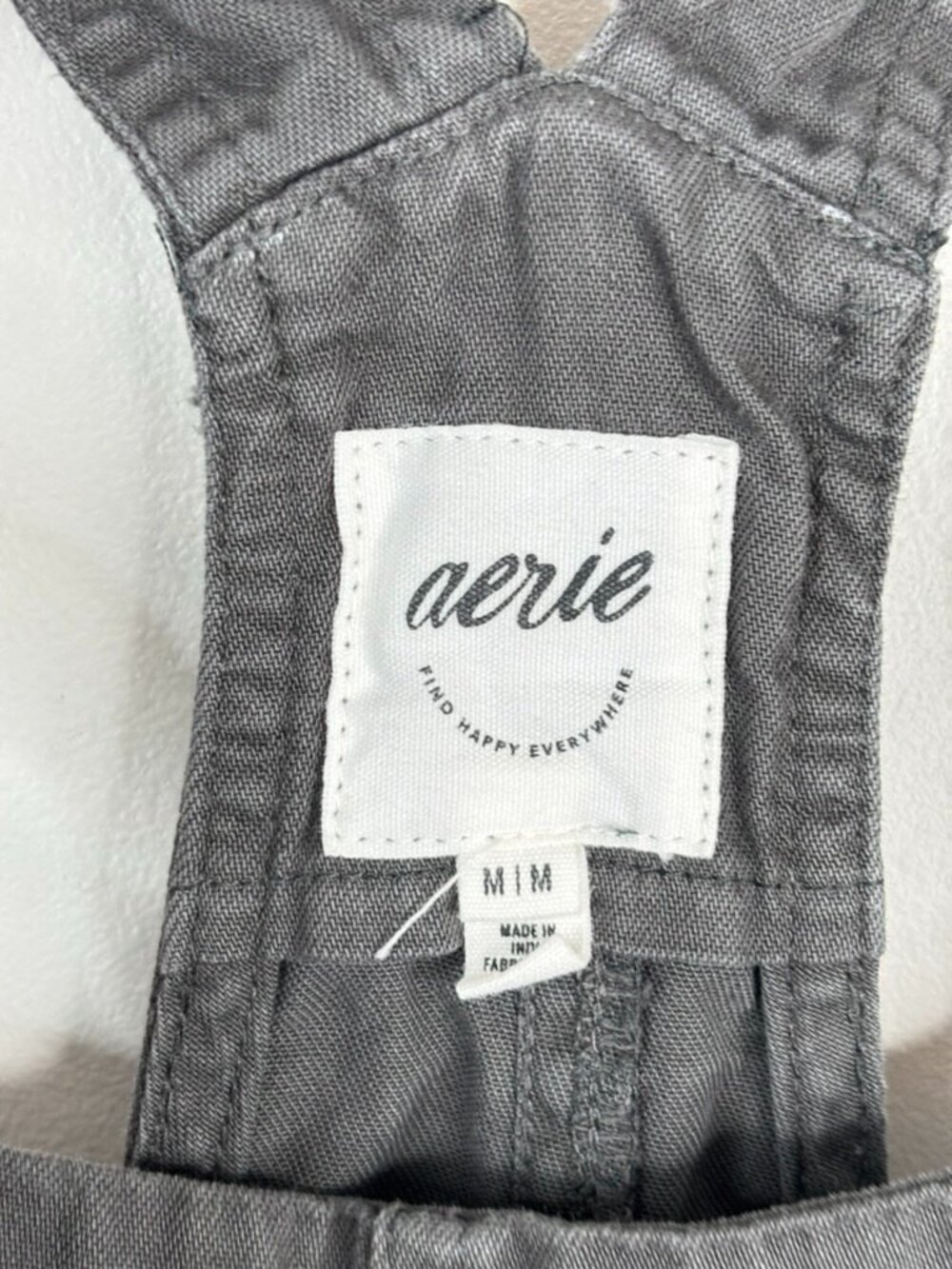 Aerie Canvas Shortalls M Washed Black Charcoal Romper Short Overalls Garden Boho - Picture 6 of 11